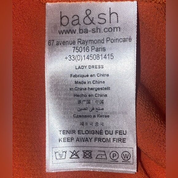 BA&SH Fiam Wm’s Sz Med Orange Sleeveless Halter Neckline Keyhole Back Mini Dress - Picture 7 of 7